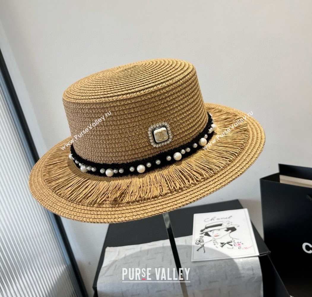 Chanel Straw Wide Brim Hat with Fringe 2025 0724 (SHI-250724072)