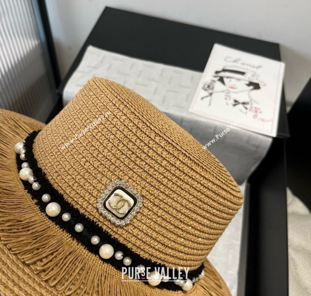Chanel Straw Wide Brim Hat with Fringe 2025 0724 (SHI-250724072)