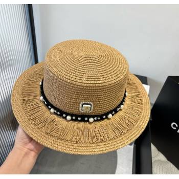Chanel Straw Wide Brim Hat with Fringe 2025 0724 (SHI-250724072)
