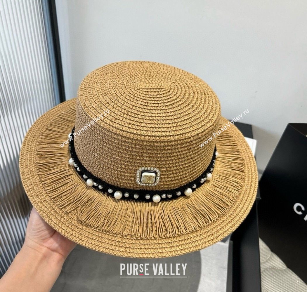 Chanel Straw Wide Brim Hat with Fringe 2025 0724 (SHI-250724072)