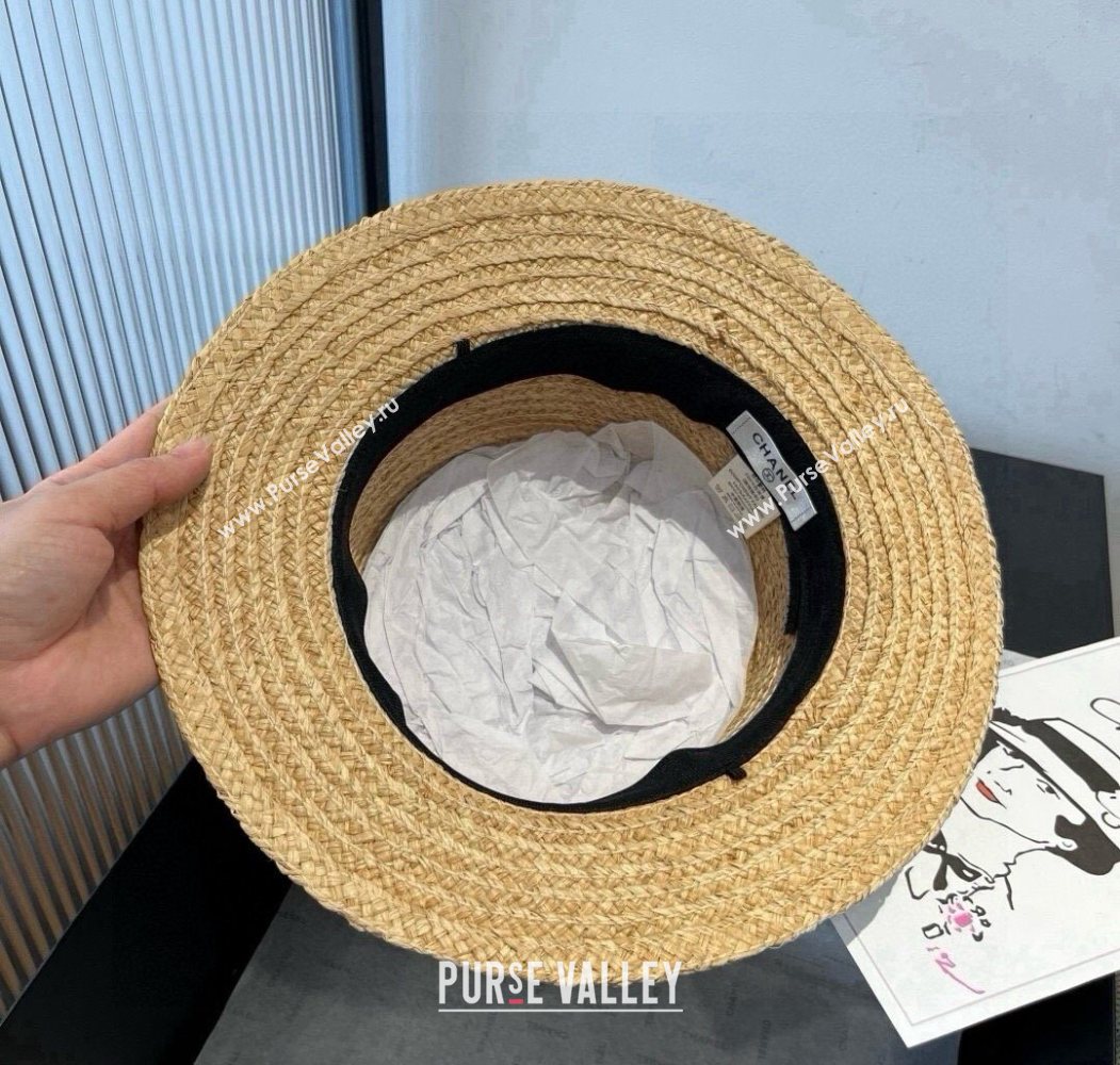Chanel Straw Wide Brim Hat with White Flower 2025 0724 (SHI-250724074)