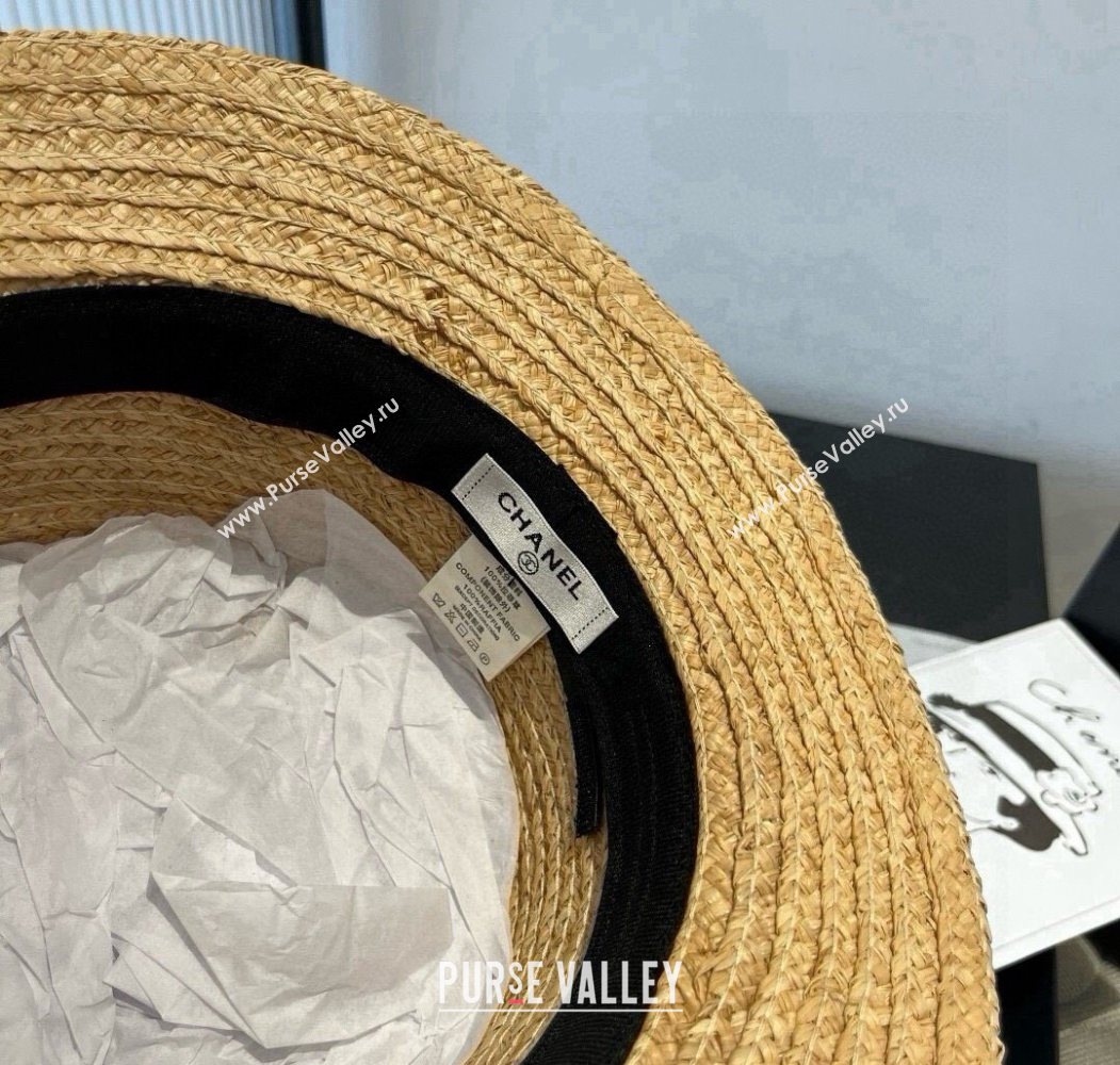 Chanel Straw Wide Brim Hat with White Flower 2025 0724 (SHI-250724074)