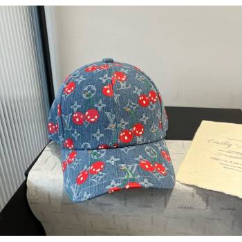 Louis Vuitton LV x TM Cerise Cherry Baseball Hat Denim Blue 2025 (XMN-250724080)
