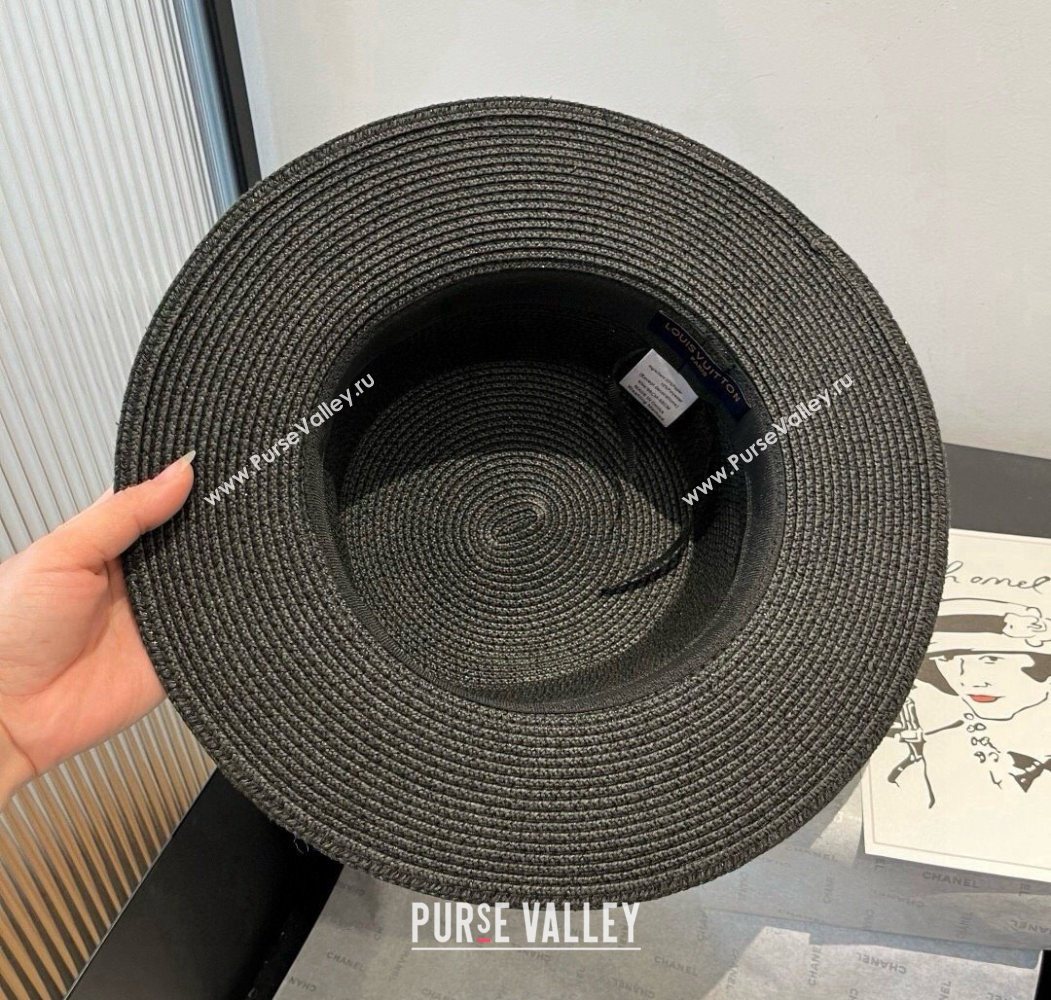 Louis Vuitton Straw Wide Brim Hat with Cherry Band Black 2025 0724 (XMN-250724087)