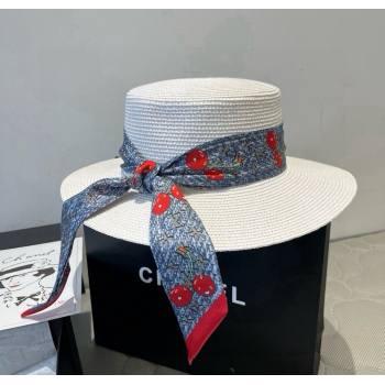 Louis Vuitton Straw Wide Brim Hat with Cherry Band White/Blue 2025 0724 (XMN-250724088)