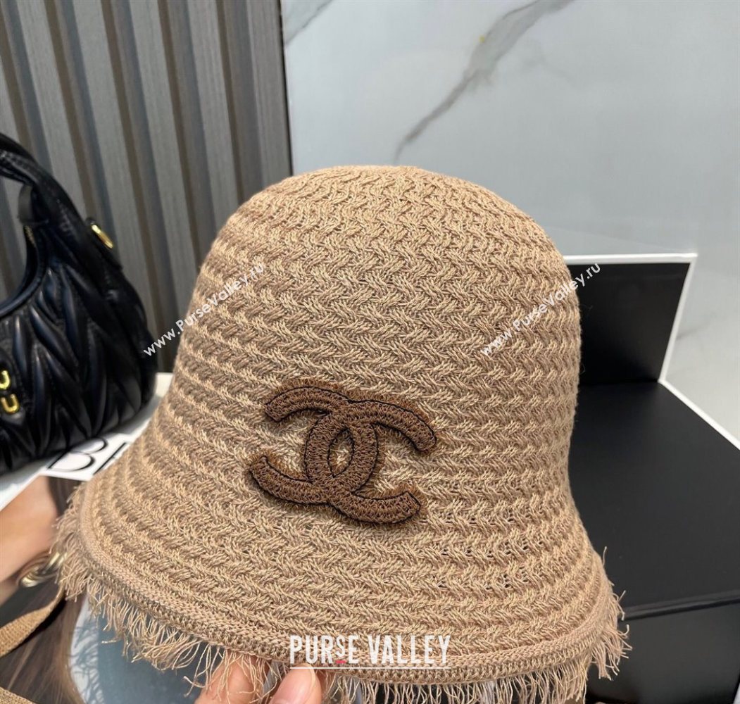 Chanel Fringe Bucket Hat Brown 2025 0724 (MAO-250724046)