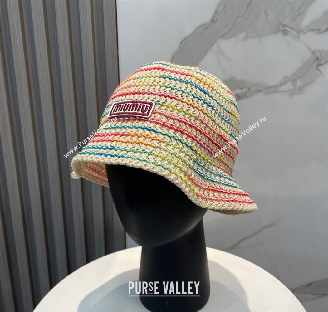 Miu Miu Knit Multicolor Bucket Hat Beige 2025 0724 (MAO-250724039)