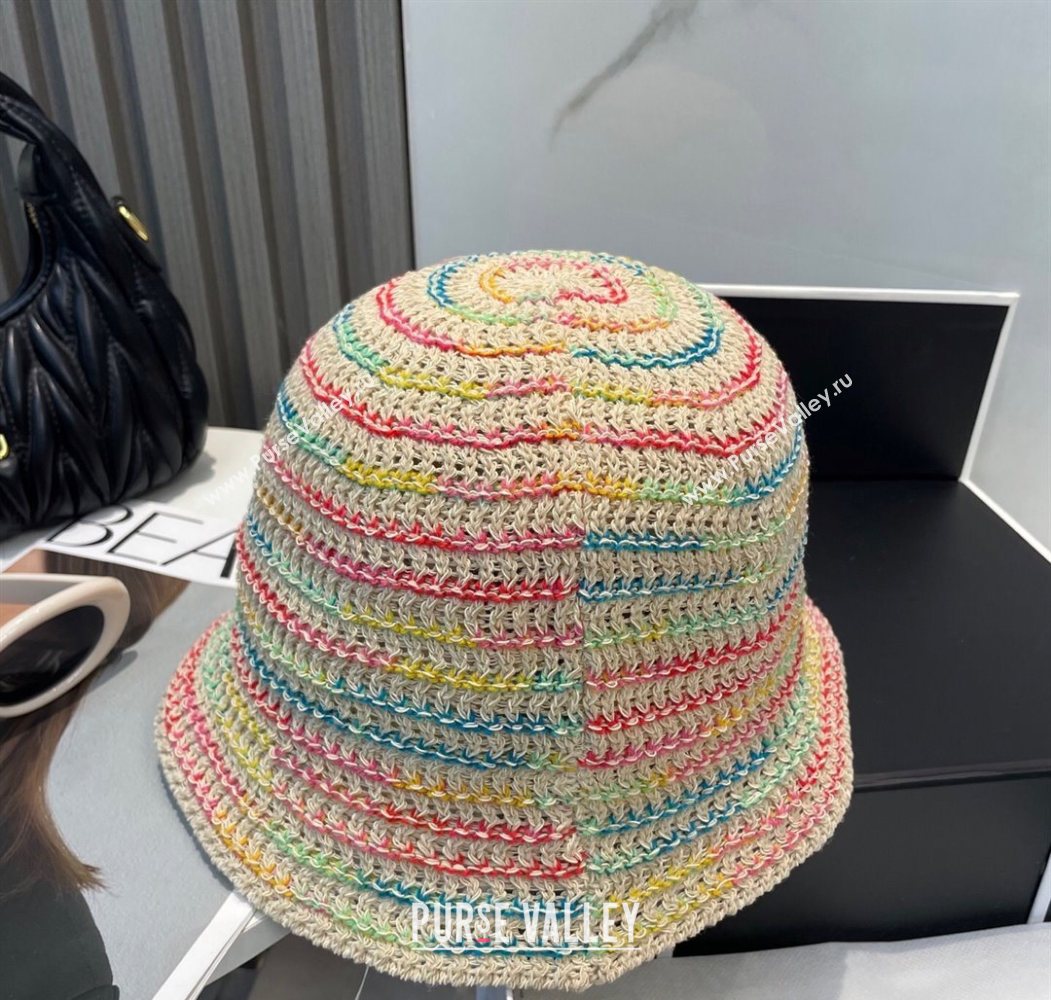 Miu Miu Knit Multicolor Bucket Hat Beige 2025 0724 (MAO-250724039)