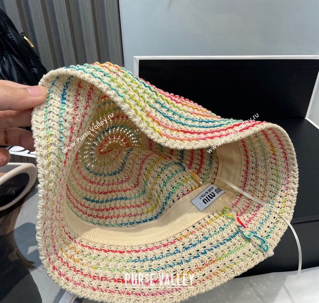 Miu Miu Knit Multicolor Bucket Hat Beige 2025 0724 (MAO-250724039)