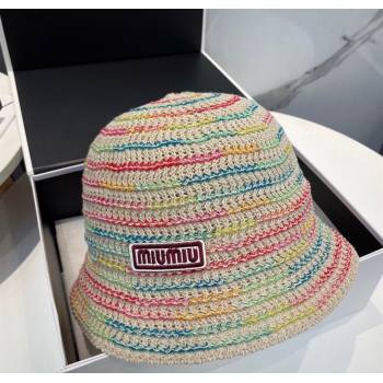 Miu Miu Knit Multicolor Bucket Hat Beige 2025 0724 (MAO-250724039)
