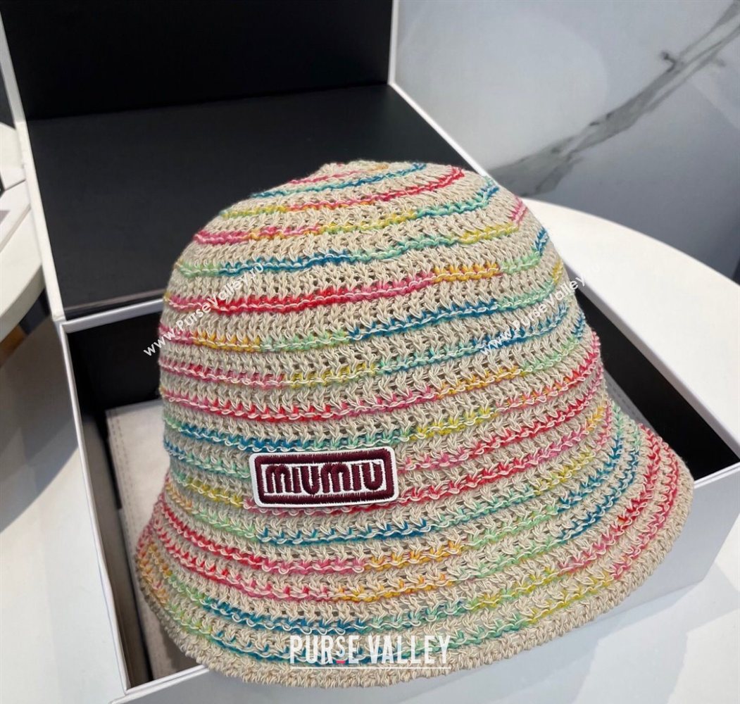 Miu Miu Knit Multicolor Bucket Hat Beige 2025 0724 (MAO-250724039)