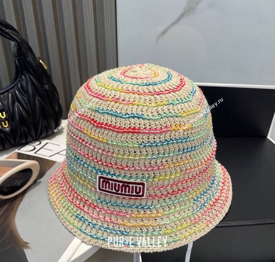 Miu Miu Knit Multicolor Bucket Hat Beige 2025 0724 (MAO-250724039)