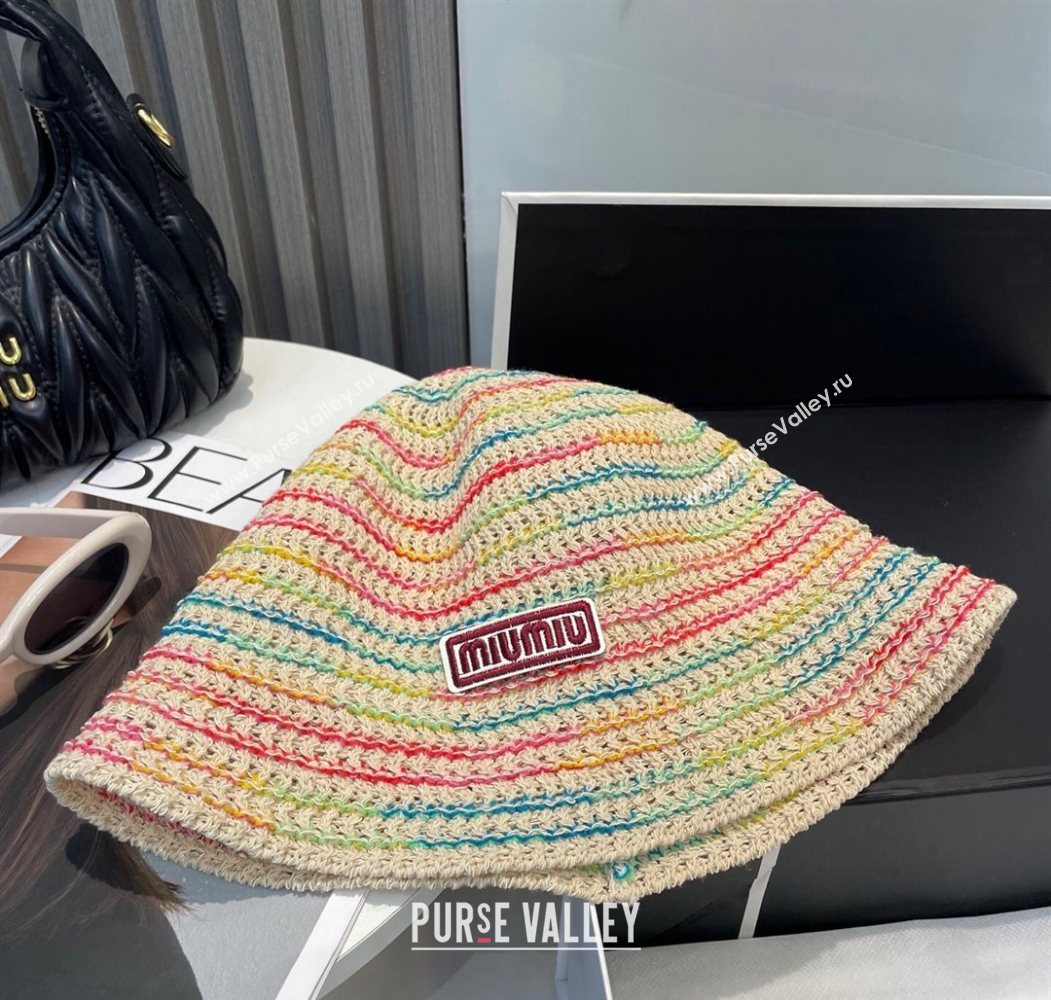 Miu Miu Knit Multicolor Bucket Hat Beige 2025 0724 (MAO-250724039)