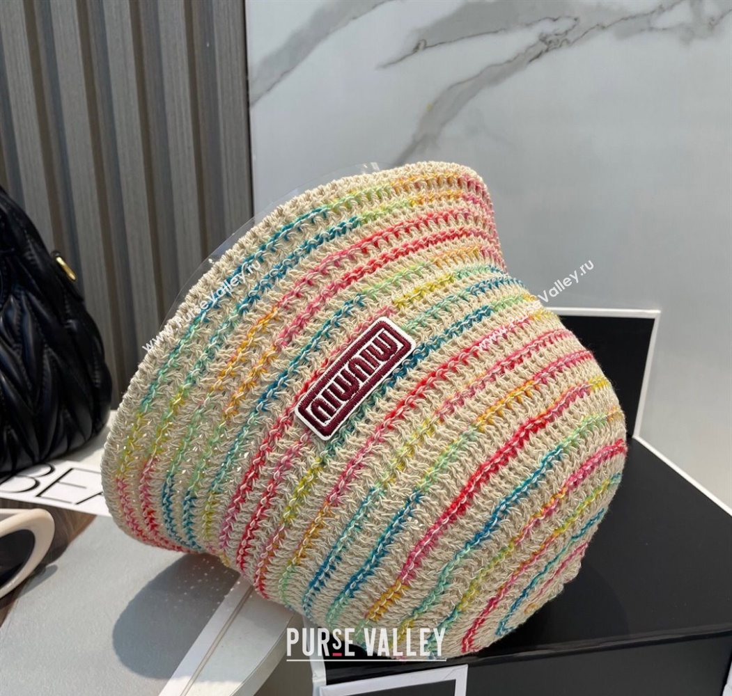 Miu Miu Knit Multicolor Bucket Hat Beige 2025 0724 (MAO-250724039)