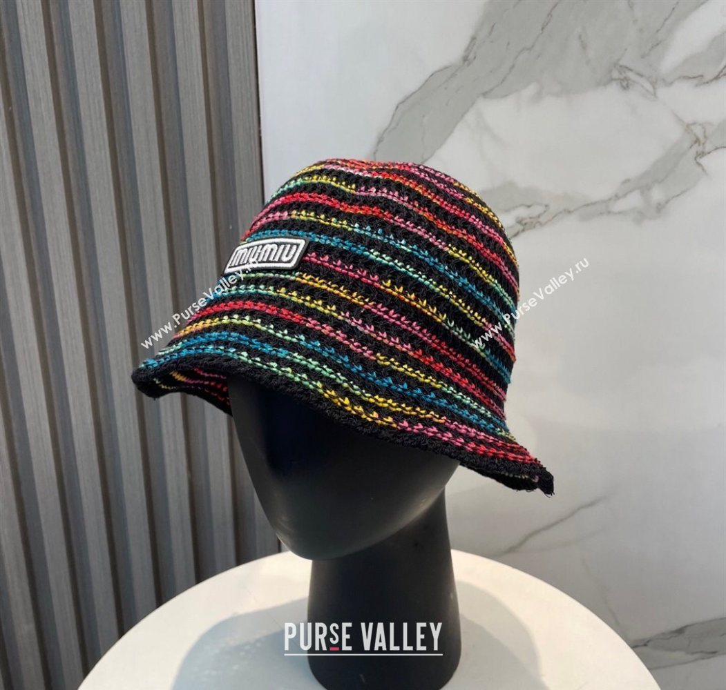 Miu Miu Knit Multicolor Bucket Hat Black 2025 0724 (MAO-250724038)