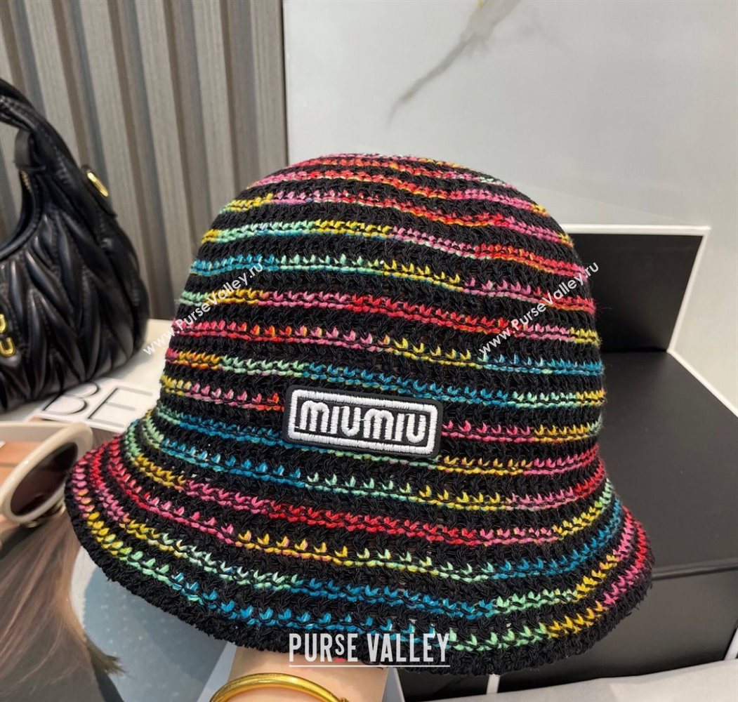 Miu Miu Knit Multicolor Bucket Hat Black 2025 0724 (MAO-250724038)