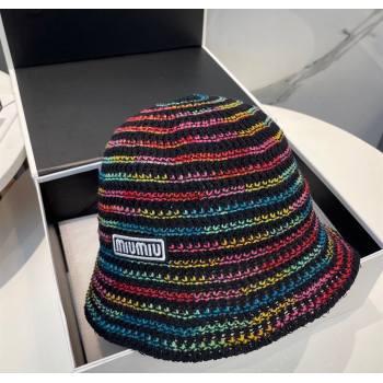 Miu Miu Knit Multicolor Bucket Hat Black 2025 0724 (MAO-250724038)