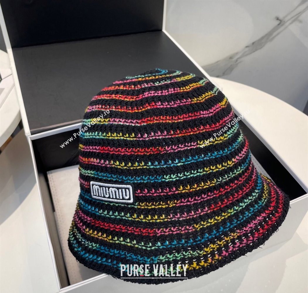 Miu Miu Knit Multicolor Bucket Hat Black 2025 0724 (MAO-250724038)