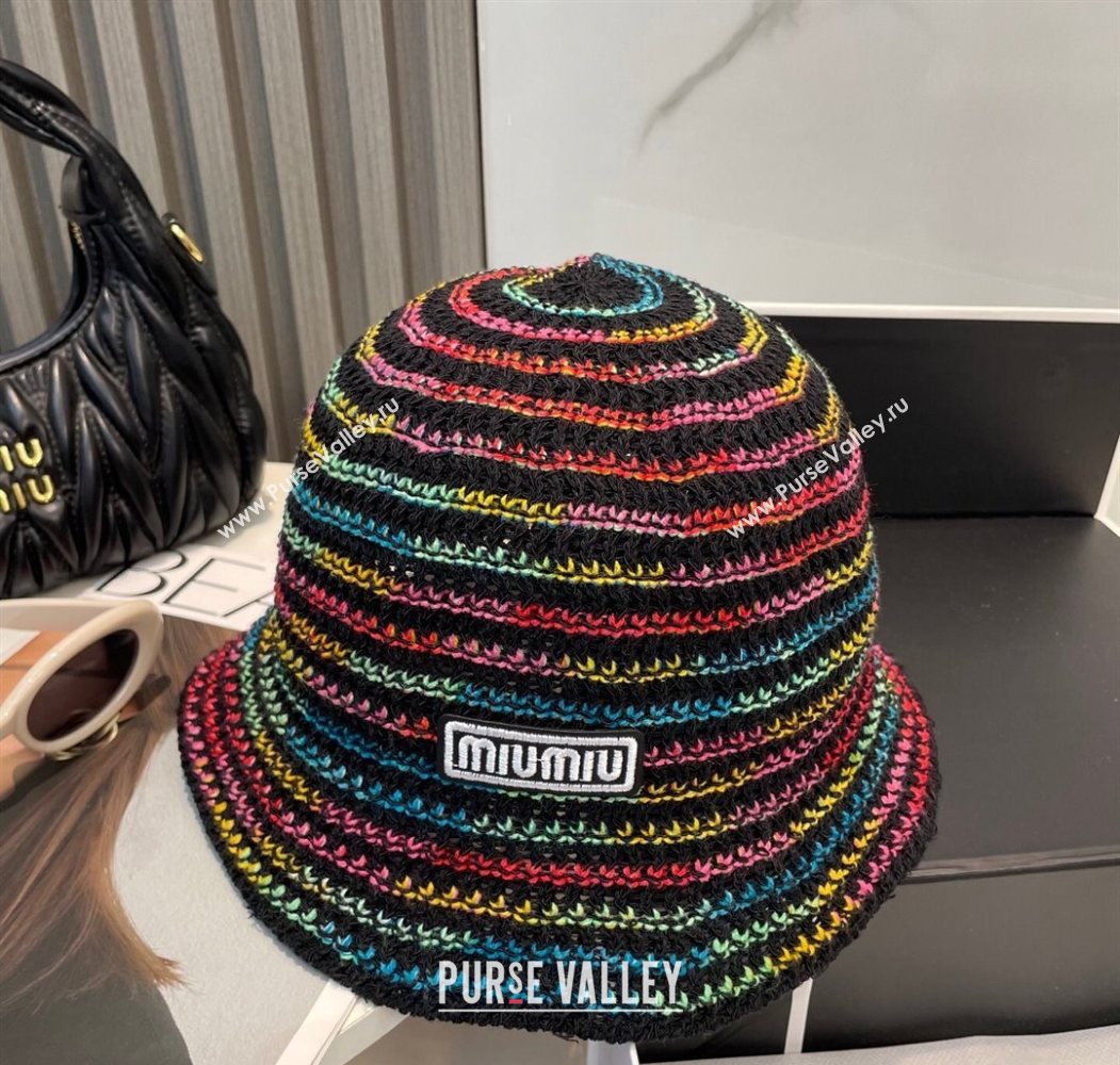 Miu Miu Knit Multicolor Bucket Hat Black 2025 0724 (MAO-250724038)
