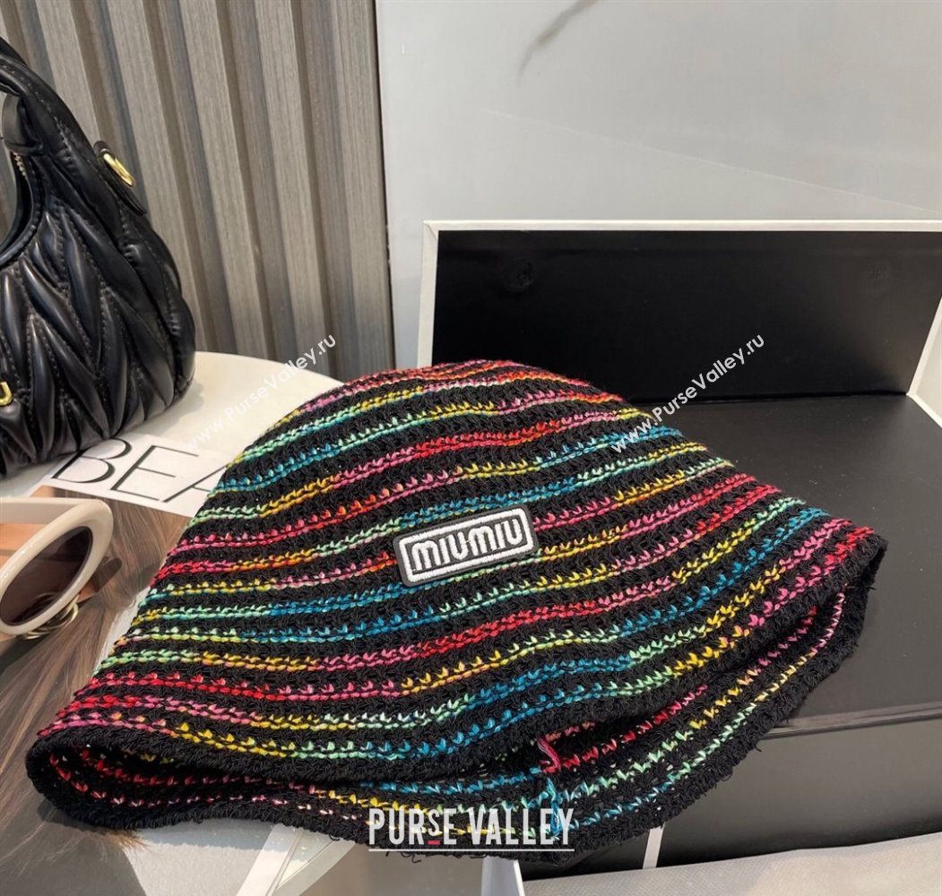 Miu Miu Knit Multicolor Bucket Hat Black 2025 0724 (MAO-250724038)