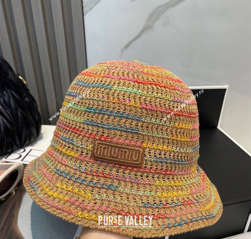 Miu Miu Knit Multicolor Bucket Hat Brown 2025 0724 (MAO-250724037)