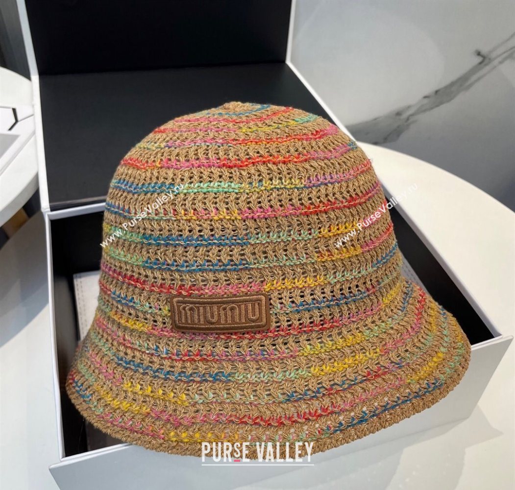 Miu Miu Knit Multicolor Bucket Hat Brown 2025 0724 (MAO-250724037)