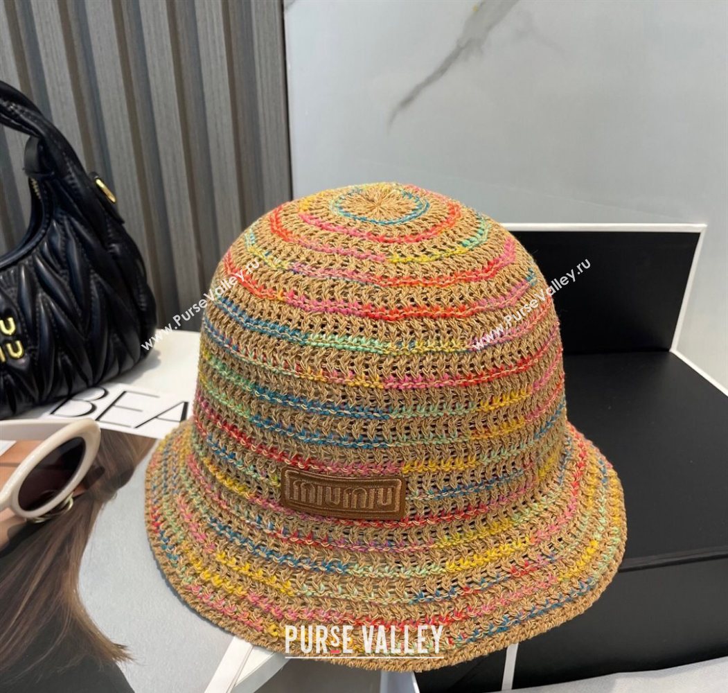 Miu Miu Knit Multicolor Bucket Hat Brown 2025 0724 (MAO-250724037)