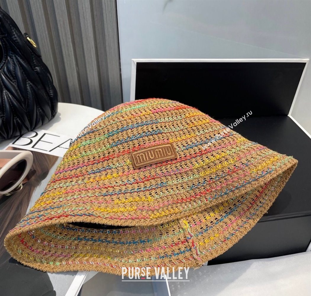 Miu Miu Knit Multicolor Bucket Hat Brown 2025 0724 (MAO-250724037)
