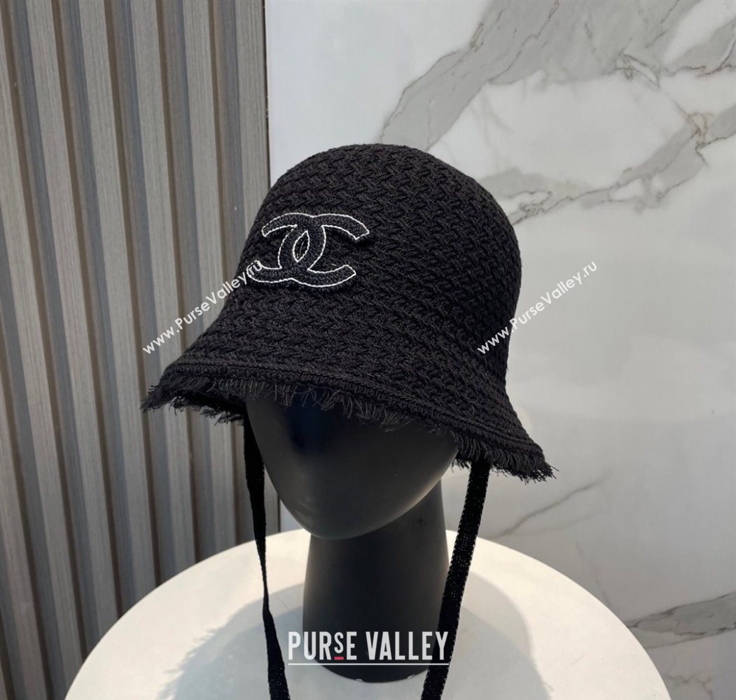Chanel Fringe Bucket Hat Black 2025 0724 (MAO-250724047)