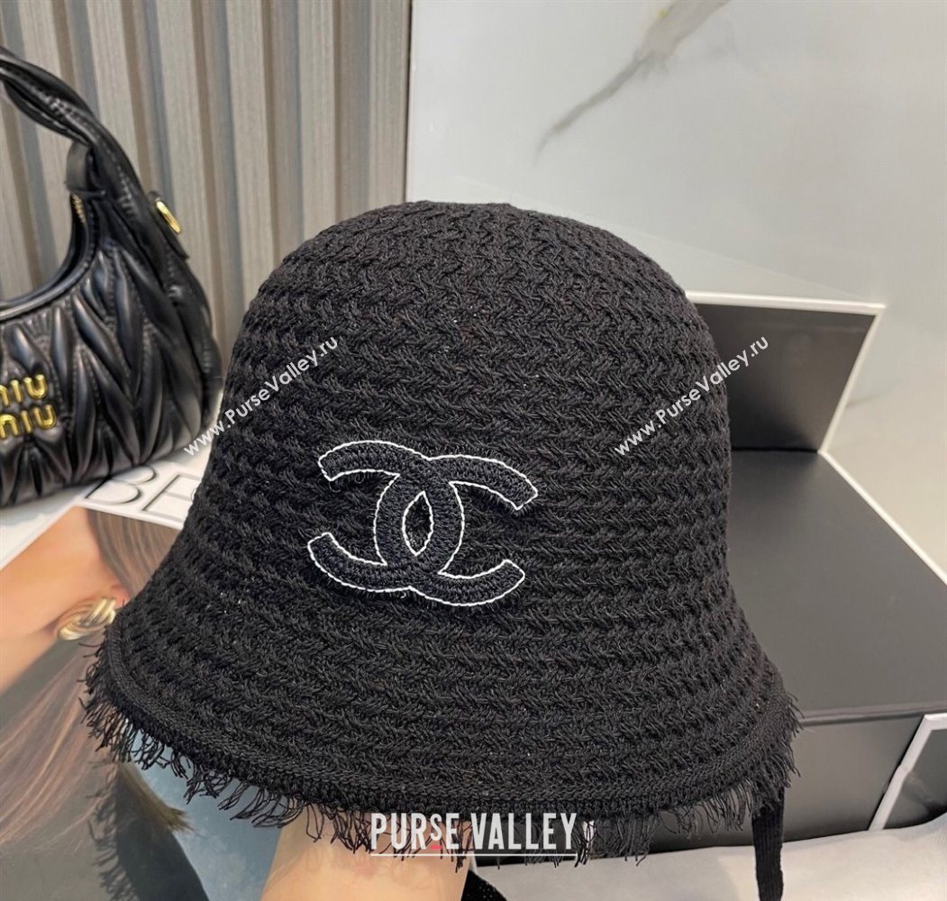Chanel Fringe Bucket Hat Black 2025 0724 (MAO-250724047)