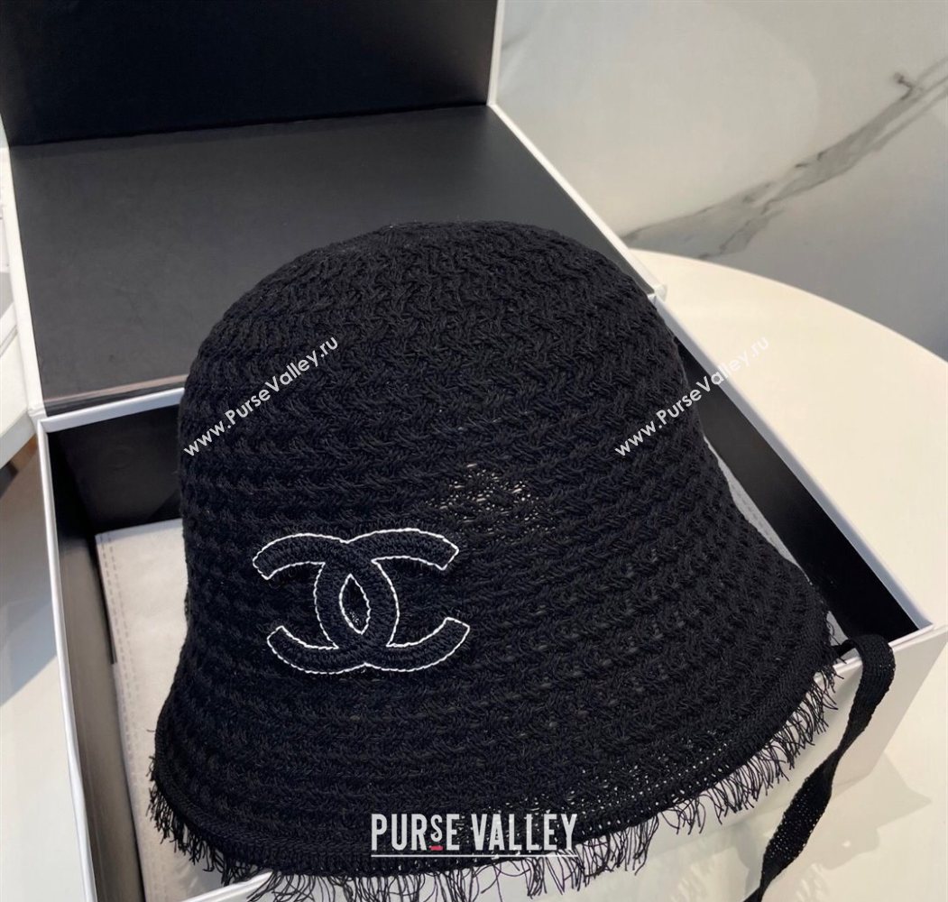 Chanel Fringe Bucket Hat Black 2025 0724 (MAO-250724047)