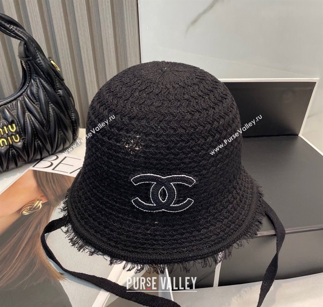 Chanel Fringe Bucket Hat Black 2025 0724 (MAO-250724047)