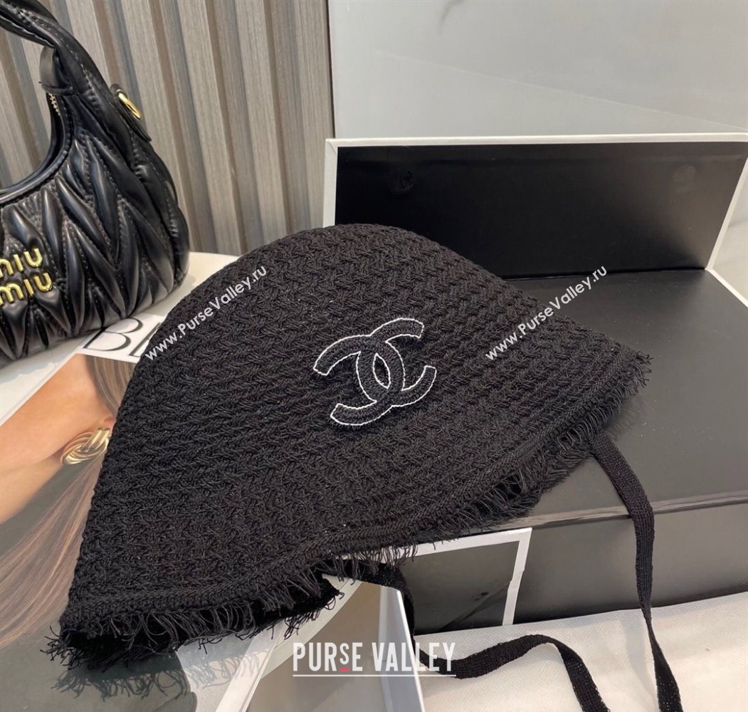 Chanel Fringe Bucket Hat Black 2025 0724 (MAO-250724047)