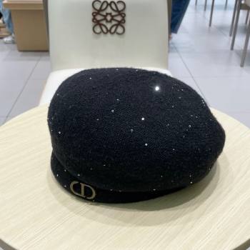 Dior CD Knit Beret Hat Black 2025 0724 (SHI-250724048)