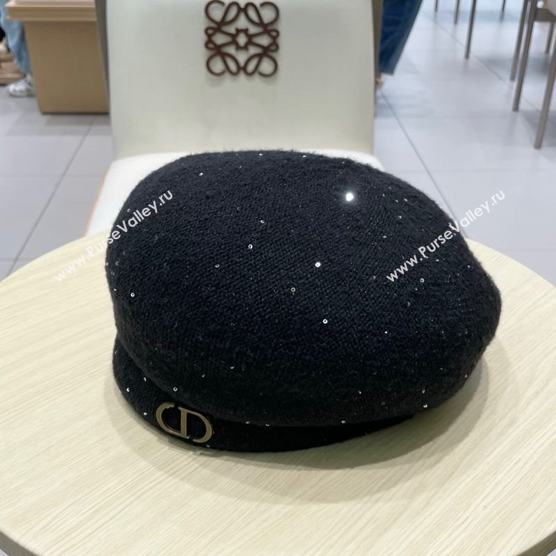 Dior CD Knit Beret Hat Black 2025 0724 (SHI-250724048)