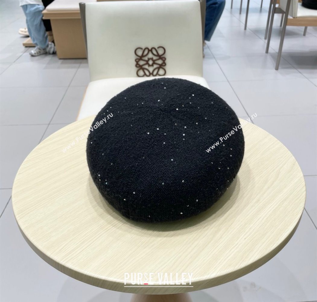 Dior CD Knit Beret Hat Black 2025 0724 (SHI-250724048)