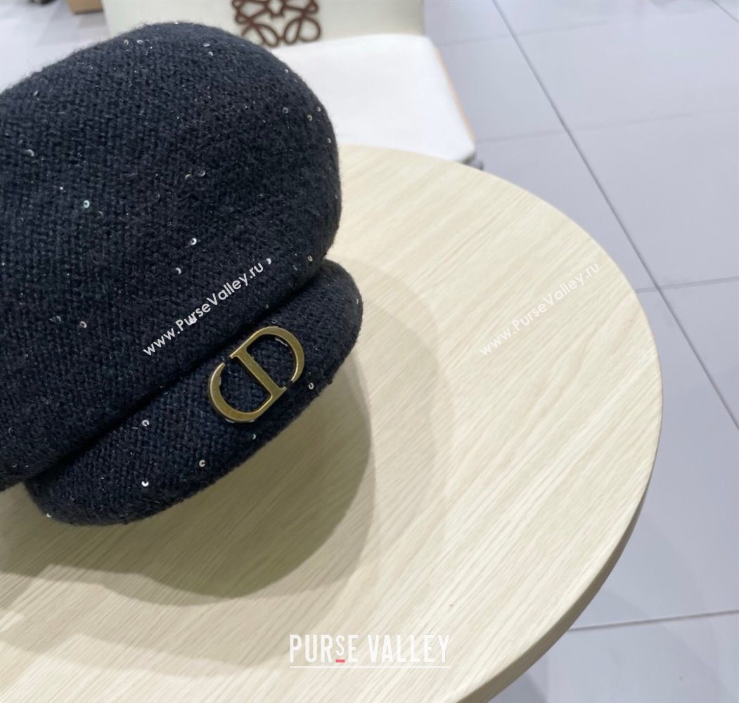 Dior CD Knit Beret Hat Black 2025 0724 (SHI-250724048)