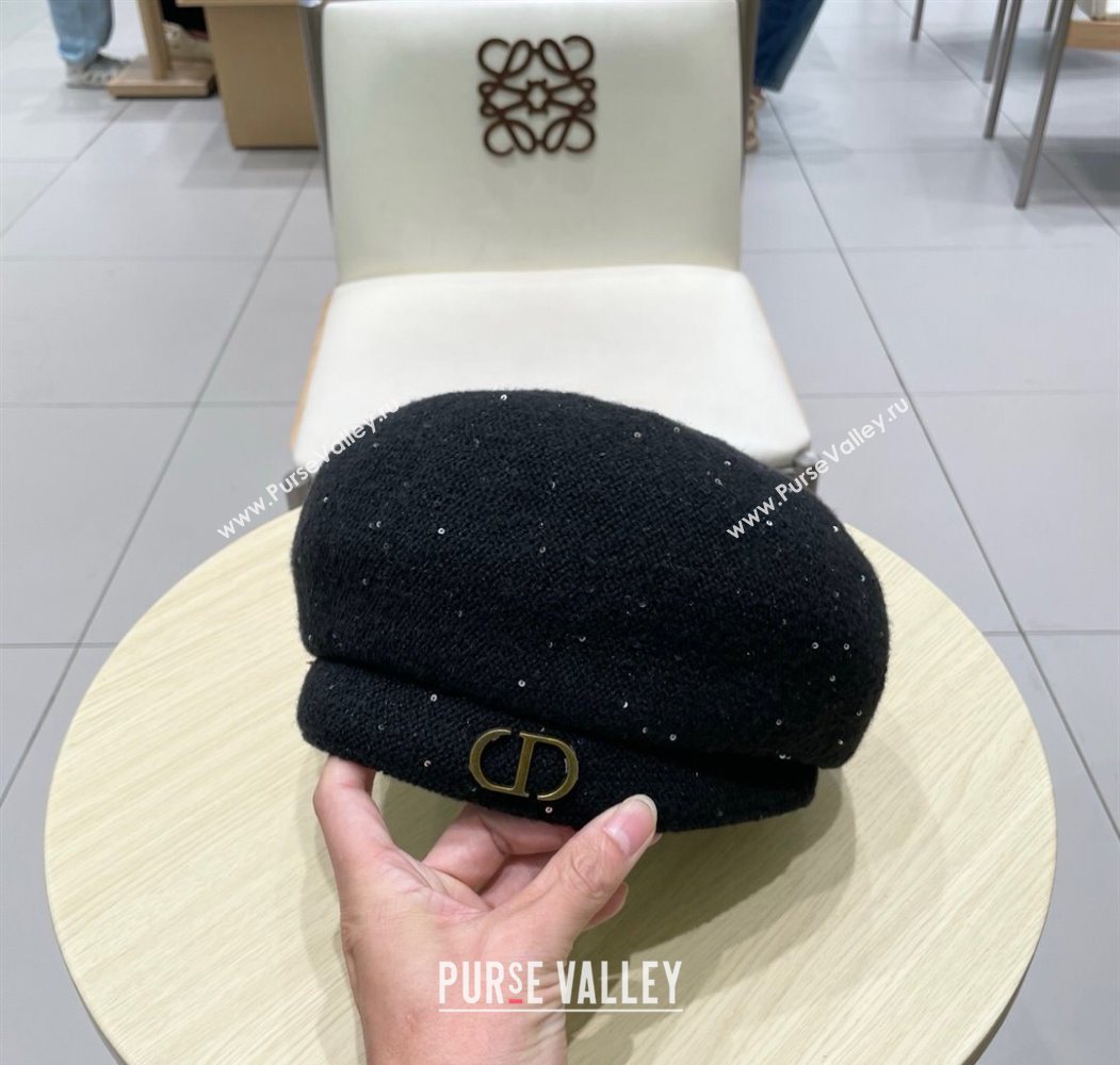 Dior CD Knit Beret Hat Black 2025 0724 (SHI-250724048)