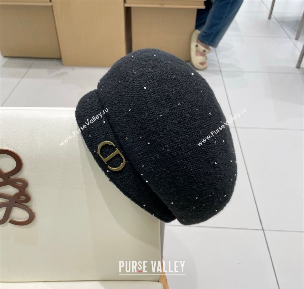 Dior CD Knit Beret Hat Black 2025 0724 (SHI-250724048)