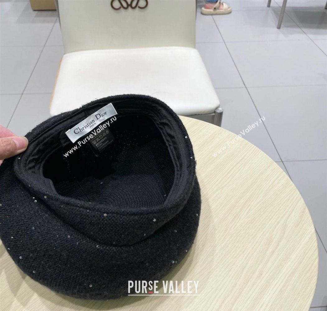 Dior CD Knit Beret Hat Black 2025 0724 (SHI-250724048)