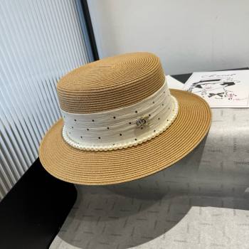 Chanel Straw Wide Brim Hat with Dotted Band 2025 0724 (XMN-250724102)