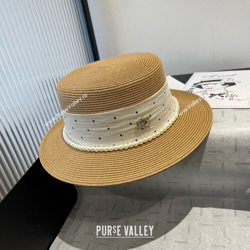Chanel Straw Wide Brim Hat with Dotted Band 2025 0724 (XMN-250724102)