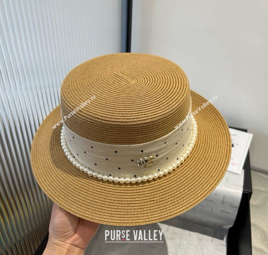 Chanel Straw Wide Brim Hat with Dotted Band 2025 0724 (XMN-250724102)