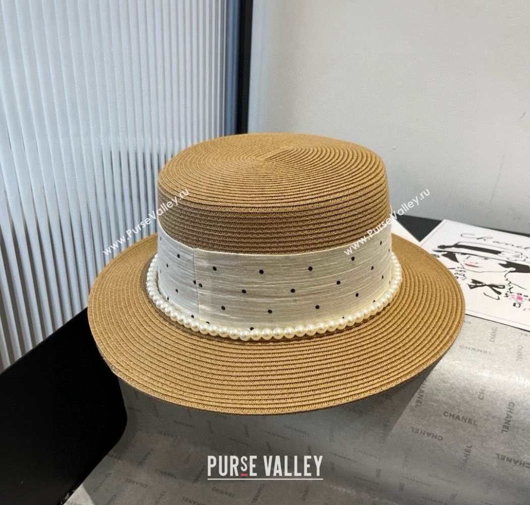 Chanel Straw Wide Brim Hat with Dotted Band 2025 0724 (XMN-250724102)