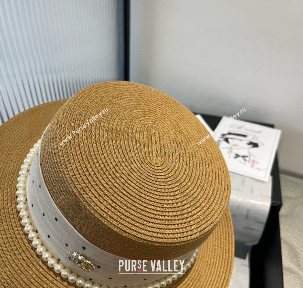 Chanel Straw Wide Brim Hat with Dotted Band 2025 0724 (XMN-250724102)