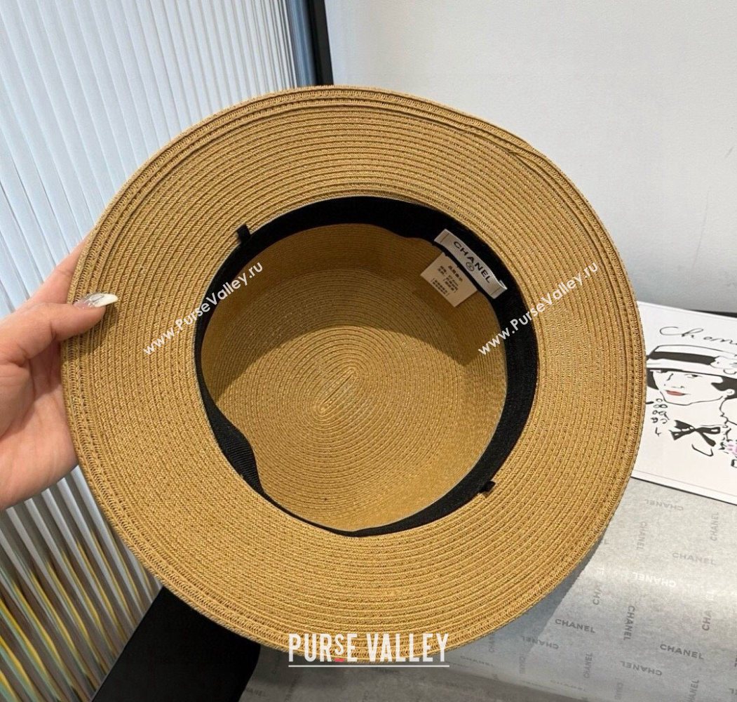 Chanel Straw Wide Brim Hat with Dotted Band 2025 0724 (XMN-250724102)