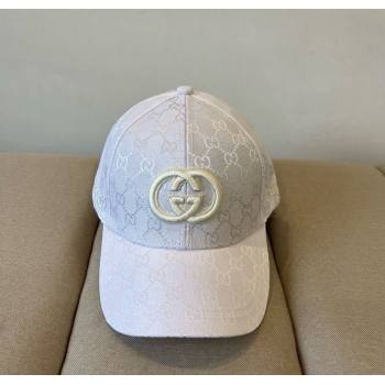 Gucci GG Canvas Baseball Hat with Interlocking G White 2025 GG090910 (XMN-250909145)