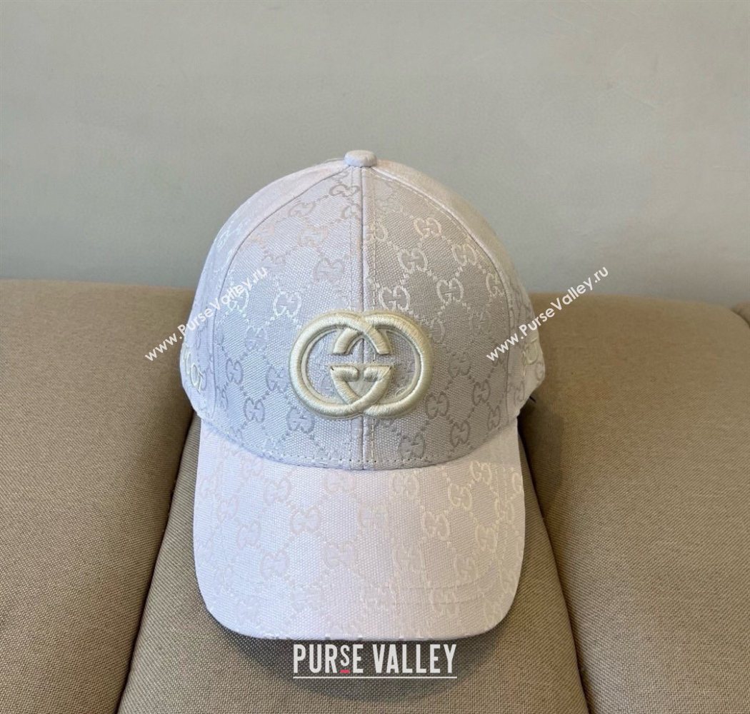 Gucci GG Canvas Baseball Hat with Interlocking G White 2025 GG090910 (XMN-250909145)