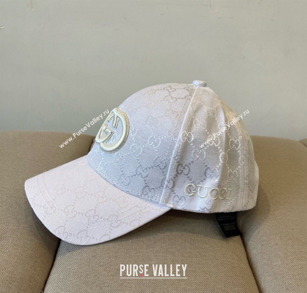 Gucci GG Canvas Baseball Hat with Interlocking G White 2025 GG090910 (XMN-250909145)