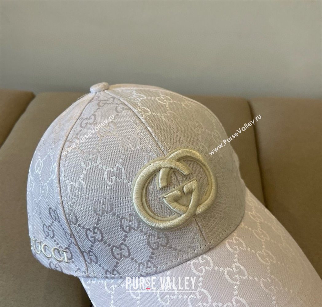 Gucci GG Canvas Baseball Hat with Interlocking G White 2025 GG090910 (XMN-250909145)